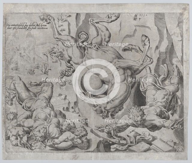 The World Perishing Together with Knowledge and Love, from The Unrestrained World, plate 4..., 1550. Creator: Dirck Volkertsen Coornhert.