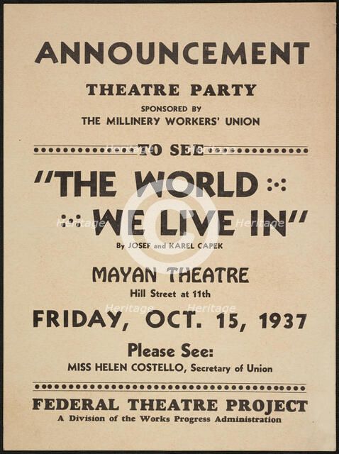 The World We Live In, 1937. Creator: Unknown.