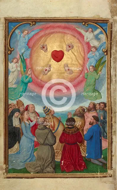 The Worship of the Five Wounds; Prayer Book of Cardinal Albrecht of Brandenburg, about 1525-1530. Creator: Simon Bening.