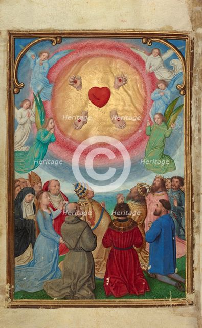 The Worship of the Five Wounds; Prayer Book of Cardinal Albrecht of Brandenburg, about 1525-1530. Creator: Simon Bening.