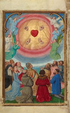 The Worship of the Five Wounds; Prayer Book of Cardinal Albrecht of Brandenburg, about 1525-1530. Creator: Simon Bening