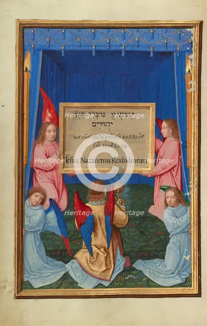 The Worship of the Inscribed Tablet from the Cross, about 1525-1530. Creator: Simon Bening.