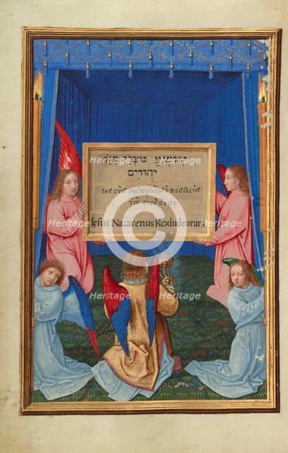 The Worship of the Inscribed Tablet from the Cross, about 1525-1530. Creator: Simon Bening.