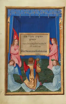 The Worship of the Inscribed Tablet from the Cross, about 1525-1530. Creator: Simon Bening