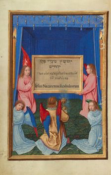 The Worship of the Inscribed Tablet from the Cross, about 1525-1530. Creator: Simon Bening