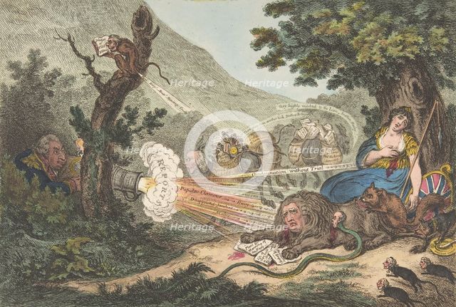 The Wounded Lion, July 16, 1805., July 16, 1805. Creator: James Gillray.