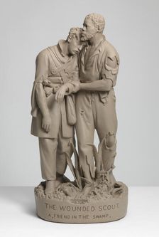 The Wounded Scout. A Friend In The Swamp., 1864. Creator: John Rogers