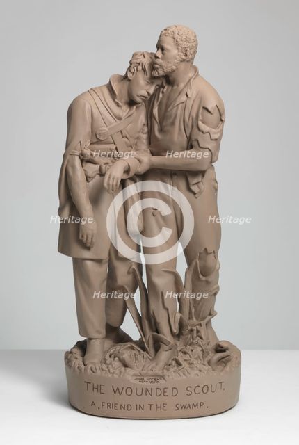 The Wounded Scout. A Friend In The Swamp., 1864. Creator: John Rogers.