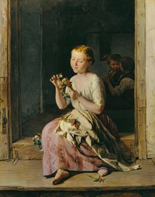 The wreath maker, 1861. Creator: Ferdinand Georg Waldmuller