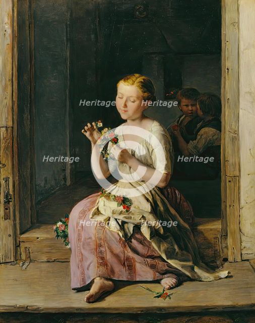 The wreath maker, 1861. Creator: Ferdinand Georg Waldmuller.
