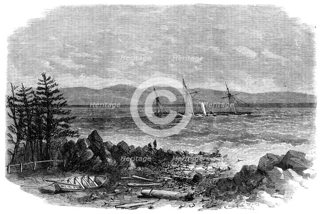 The wreck of The Bohemian, Montreal Ocean Company's steam-packet, off the coast of Maine, 1864. Creator: Unknown.