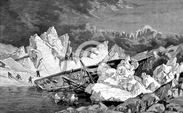 The wreck of the Hansa. Second German North Polar Expedition, 1870. Artist: Anonymous  