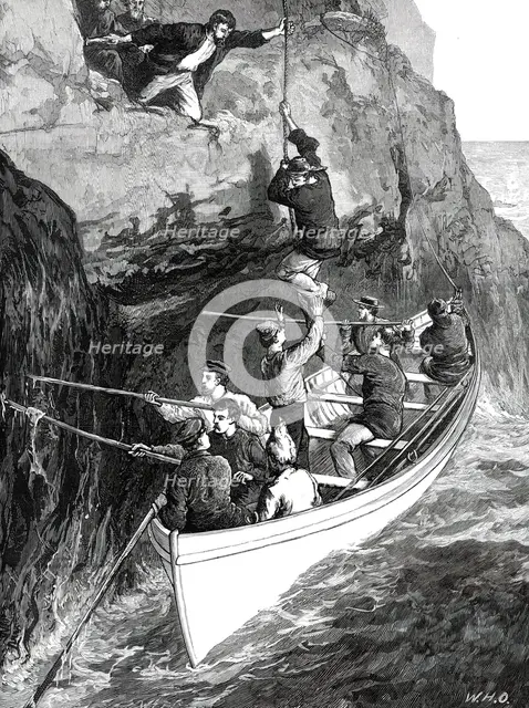 The Wreck of the Strathmore: taking the Survivors from the Island...1876. Creators: W. J. P., W. H. O..