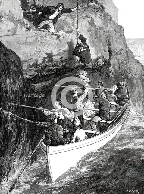 The Wreck of the Strathmore: taking the Survivors from the Island...1876. Creators: W. J. P., W. H. O..