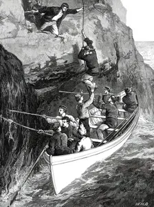 The Wreck of the Strathmore: taking the Survivors from the Island...1876. Creators: W. J. P., W. H. O.