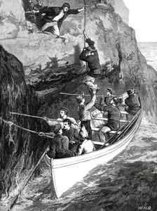 The Wreck of the Strathmore: taking the Survivors from the Island...1876. Creators: W. J. P., W. H. O.