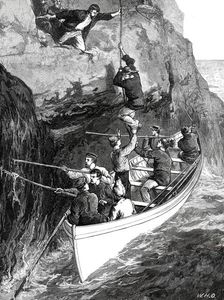 The Wreck of the Strathmore: taking the Survivors from the Island...1876. Creators: W. J. P., W. H. O.