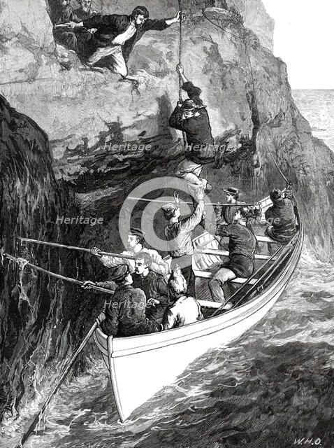The Wreck of the Strathmore: taking the Survivors from the Island...1876. Creators: W. J. P., W. H. O..
