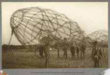 The wrecked Zeppelin brought down by our aviators near the coast of Essex, 1915. (1921). Creator: HD Girdwood