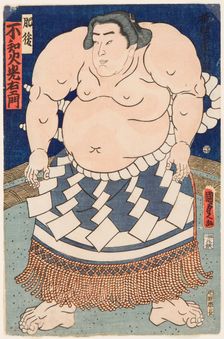 The wrestler Shiranui Mitsuemon, wearing an apron (kesho-mawashi), 1860