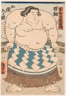 The wrestler Shiranui Mitsuemon, wearing an apron (kesho-mawashi), 1860