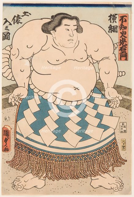 The wrestler Shiranui Mitsuemon, wearing an apron (kesho-mawashi), 1860.