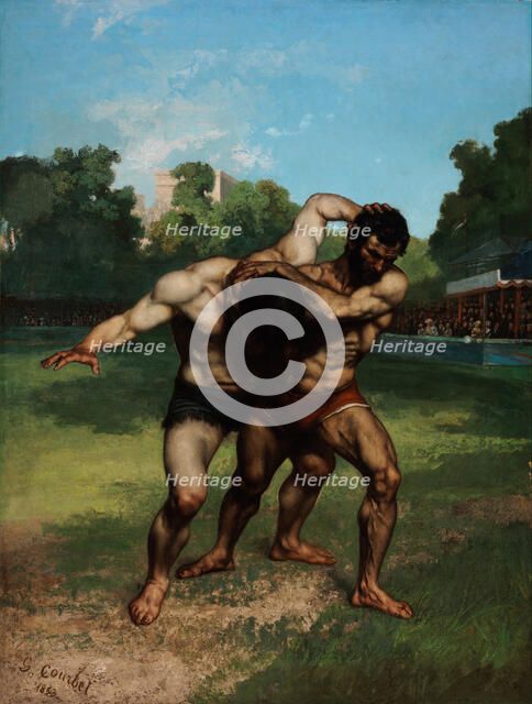The Wrestlers. Artist: Courbet, Gustave (1819-1877)