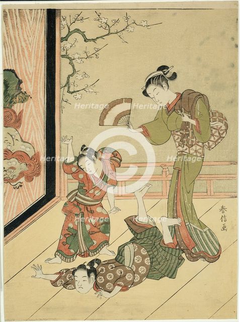 The Wrestling Match (parody of Ushikawamaru and Benkei), c. 1767. Creator: Suzuki Harunobu.