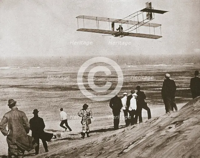 The Wright Brothers testing an early plane at Kitty Hawk, North Carolina, USA, c1903. Creator: Unknown.