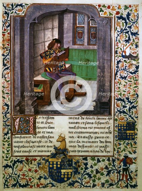 The writing of Jacques Lalain's biography, 15th century. Artist: Unknown