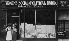 The WSPU shop at No 39 West St, Reading, Berkshire, July 1910
