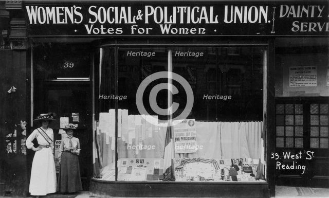 The WSPU shop at No 39 West St, Reading, Berkshire, July 1910. Creator: Unknown.