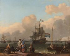 The Y at Amsterdam, with the Frigate De Ploeg 1680-1708. Creator: Ludolf Bakhuizen