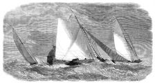 The Yacht Matches in the Thames: Royal Thames Yacht Club...rounding the steamer at the Nore, 1864. Creator: Smyth