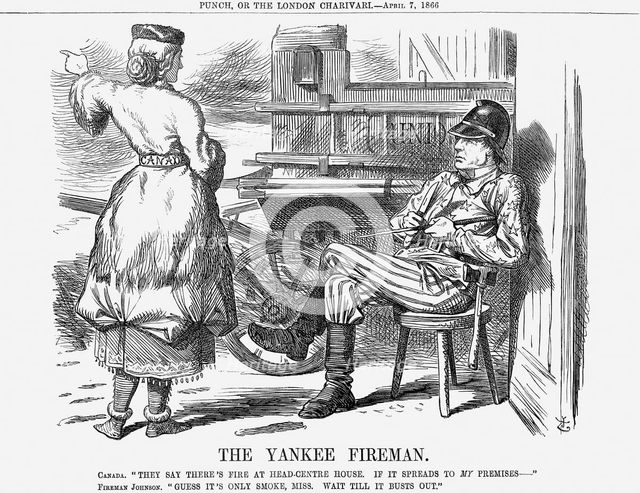 'The Yankee Fireman', 1866. Creators: John Tenniel, Andrew Johnson.