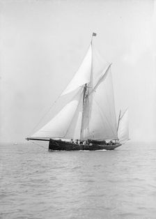The yawl Adelaide under sail, 1913. Creator: Kirk & Sons of Cowes