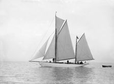 The yawl Meander sailing in close-hauled, 1913. Creator: Kirk & Sons of Cowes