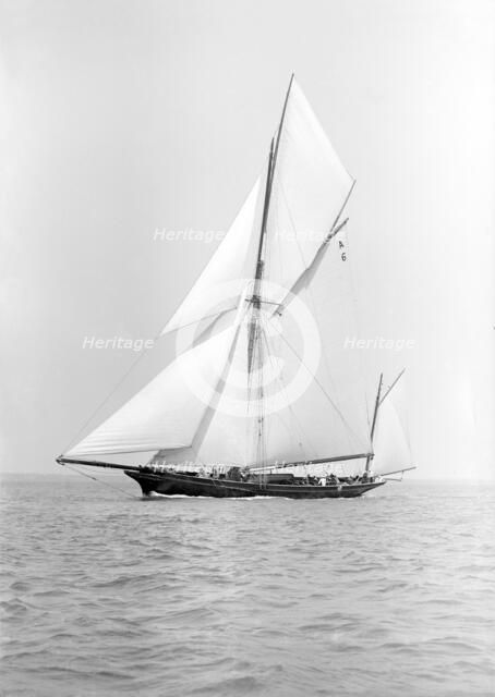 The yawl 'Wendur' sailing close-hauled, 1913. Creator: Kirk & Sons of Cowes.