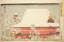 The Year-end Fair at Kinryuzan Temple in Asakusa (Asakusa Kinryuzan toshi no ichi), from t..., 1856. Creator: Ando Hiroshige