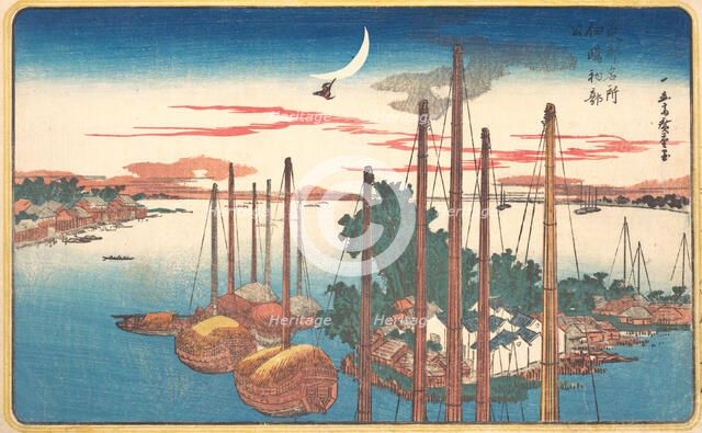 The Year's First Song of the Cuckoo at Tsukudajima, 1831., 1831. Creator: Ando Hiroshige.