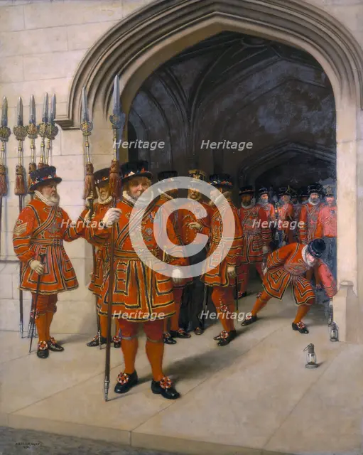 'The Yeomen of the Guard searching the crypt of the Houses of Parliament', 1894. Creator: Sir Arthur Temple Felix Clay.