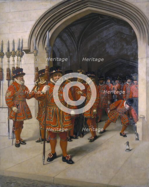 'The Yeomen of the Guard searching the crypt of the Houses of Parliament', 1894. Artist: Sir Arthur Temple Felix Clay