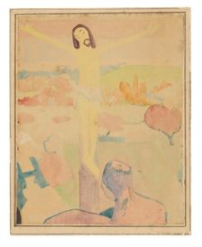 The Yellow Christ (recto), Female Bather Wading through a Brook, c. 1889. Creator: Paul Gauguin