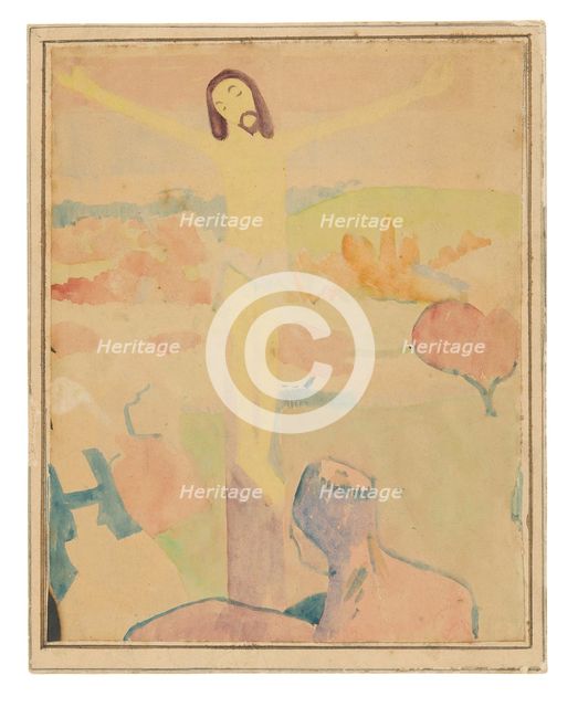 The Yellow Christ (recto), Female Bather Wading through a Brook, c. 1889. Creator: Paul Gauguin.