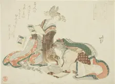 The Yoshiwara in Edo, from the series "Seven Courtesans (Nana yujo)", Japan, c. 1807/08. Creator: Hokusai