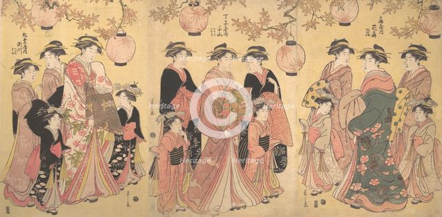 The Yoshiwara Parade in Autumn, ca. 1793. Creator: Hosoda Eishi.