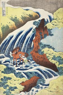 The Yoshitsune Horse-Washing Falls at Yoshino, Izumi Province, between circa 1833 and circa 1834. Creator: Hokusai