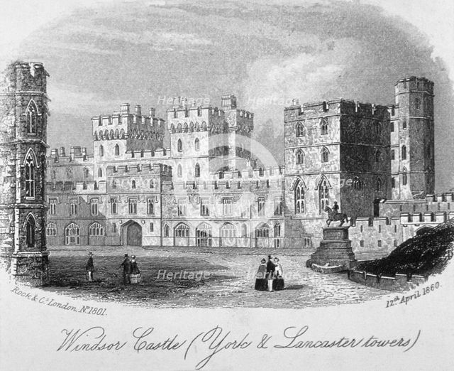 The York and Lancaster towers at Windsor Castle, Berkshire, 1860. Artist: Anon