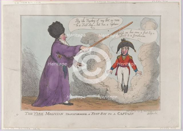 The York Magician Transforming a Foot-Boy to a Captain, February 25, 1809., February 25, 1809. Creator: Thomas Rowlandson.