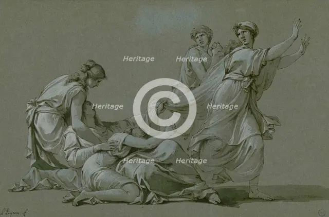 The young men and maidens of Athens to be offered as sacrificial victims to Minotaur, ca 1778. Creator: Peyron, Jean-François-Pierre (1744-1814).